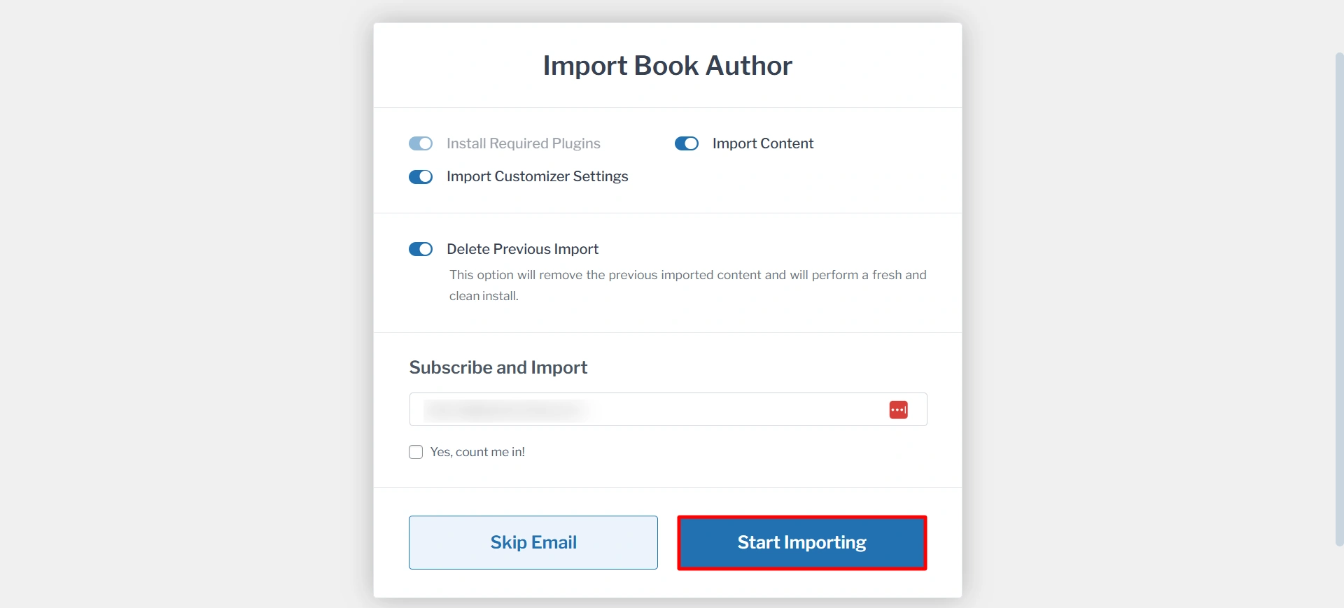 start importing
