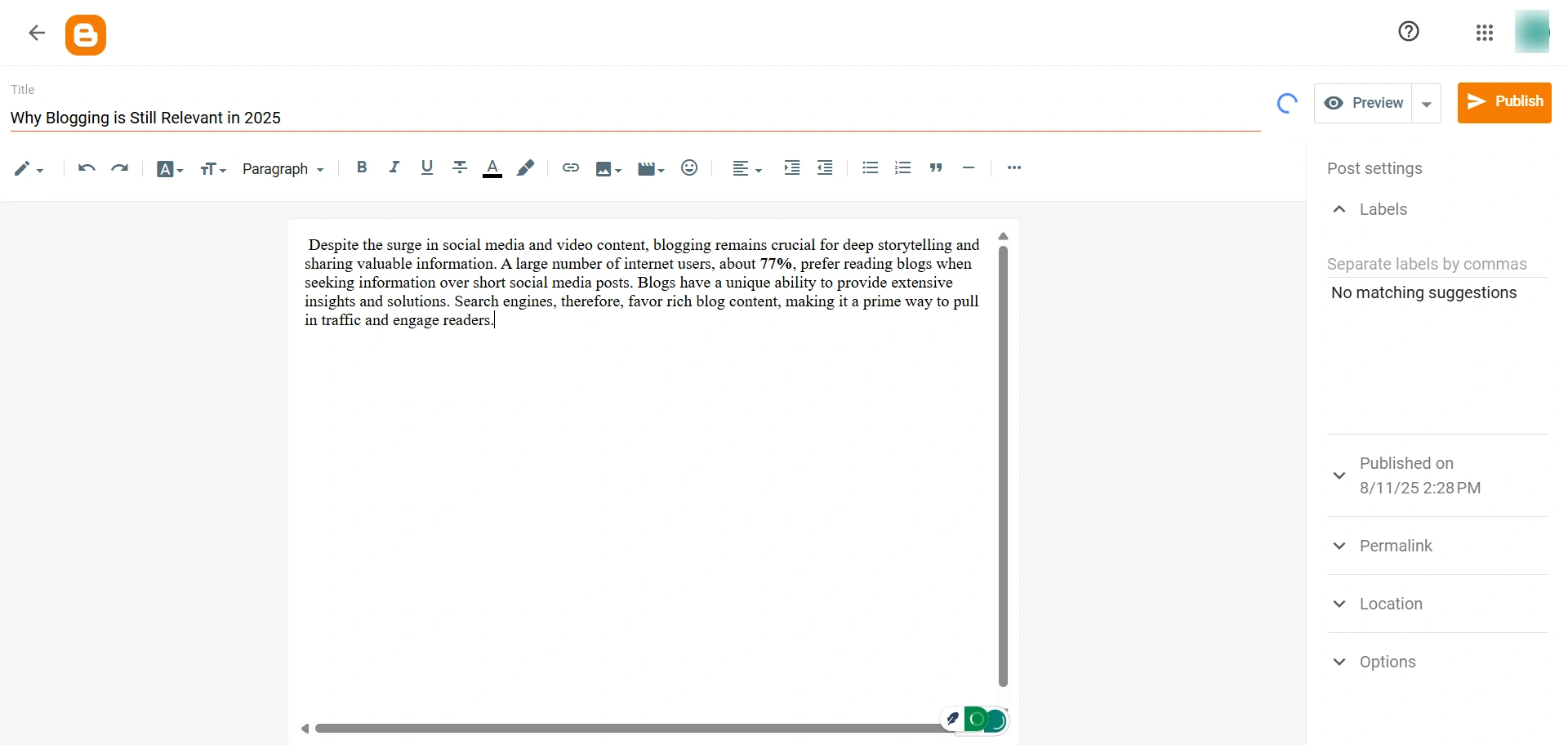 blogger blog editor