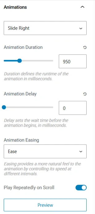 Animation Settings