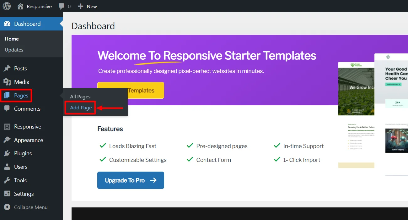 Pages and add page