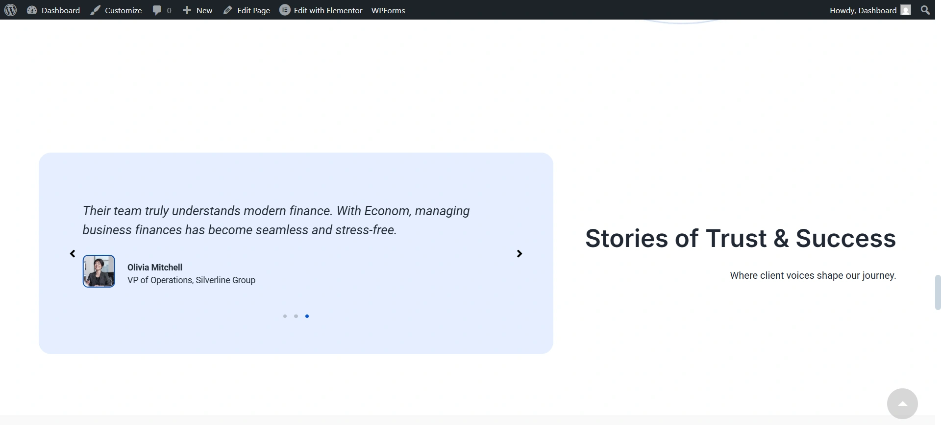 Testimonials section