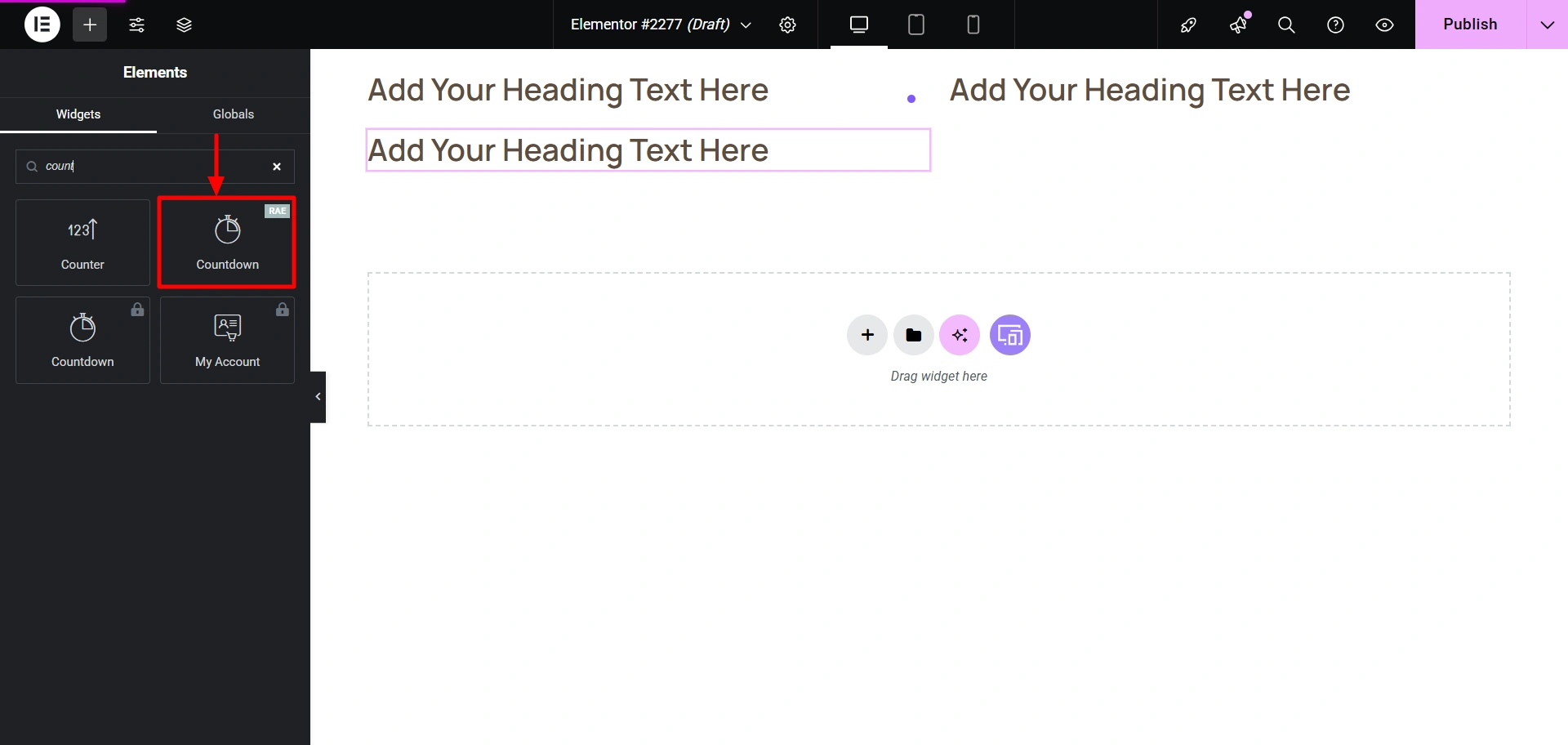 add countdown widget