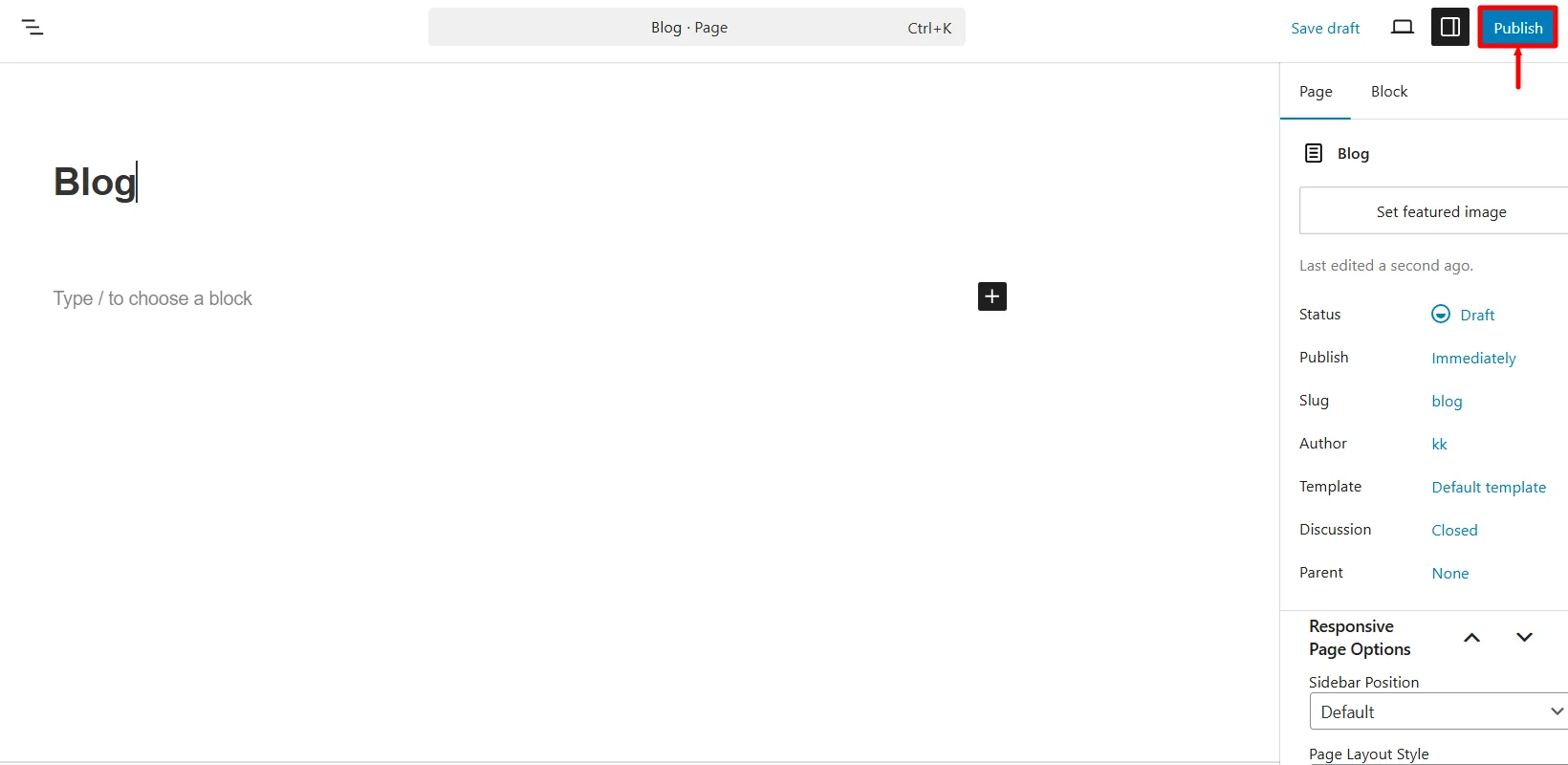 Publish blog page