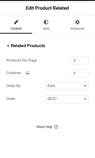 Related Products section in Edit Product Related main section