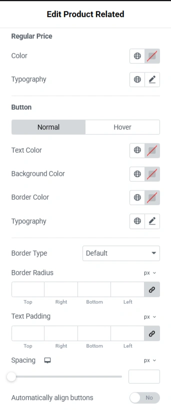 Regular Price and Button sections in Edit Product Related main section
