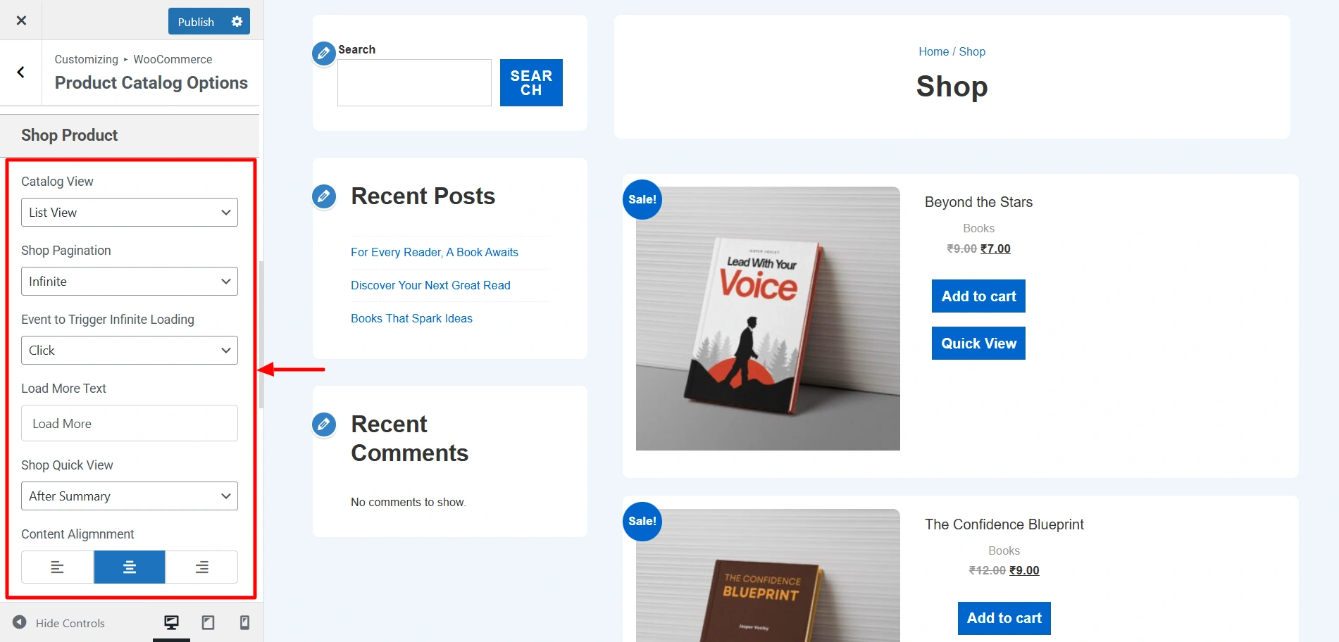 Product catalog page