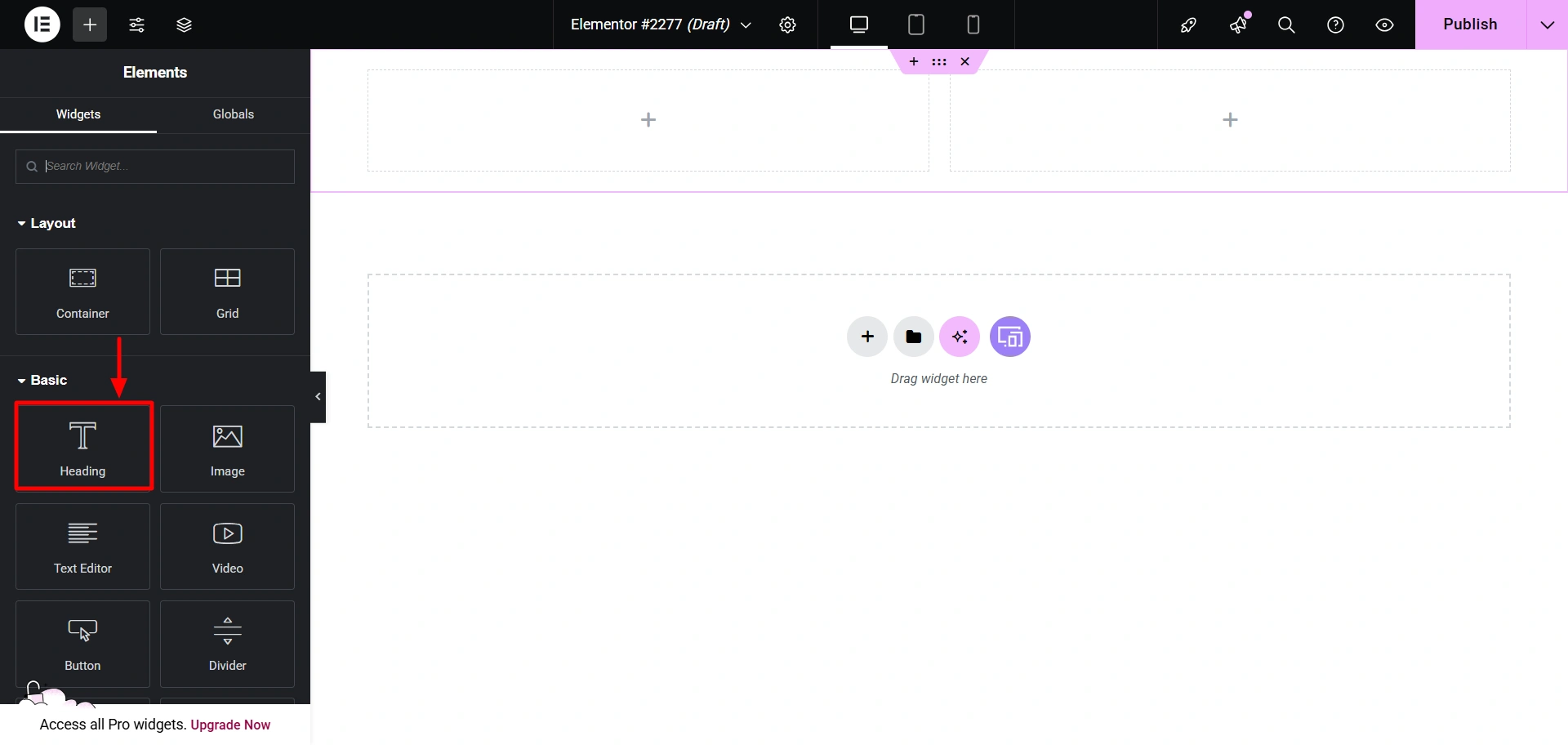 add heading widget