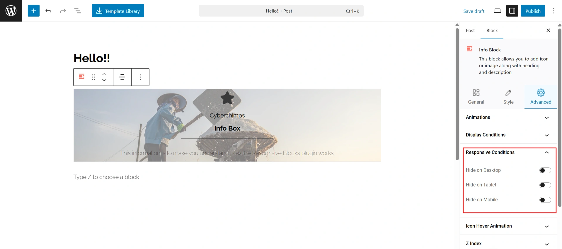 Responsive Blocks Extension - Responsive conditions