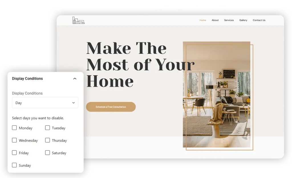 Homepage banner of a home design website