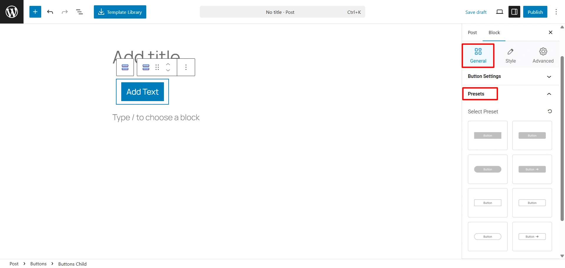 Button preset