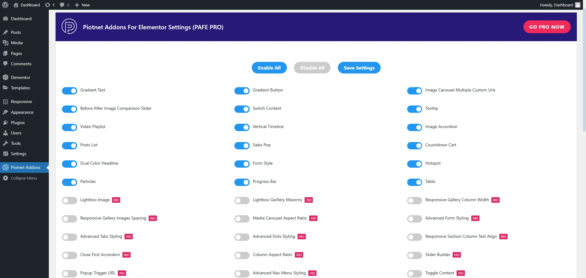 Piotnet Addons for Elementor widgets