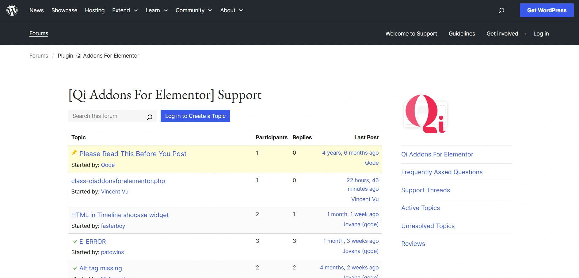 Qi support forum
