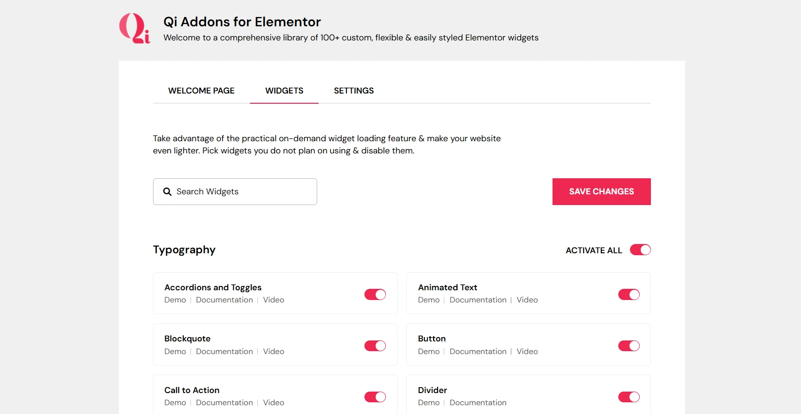 Qi user interface