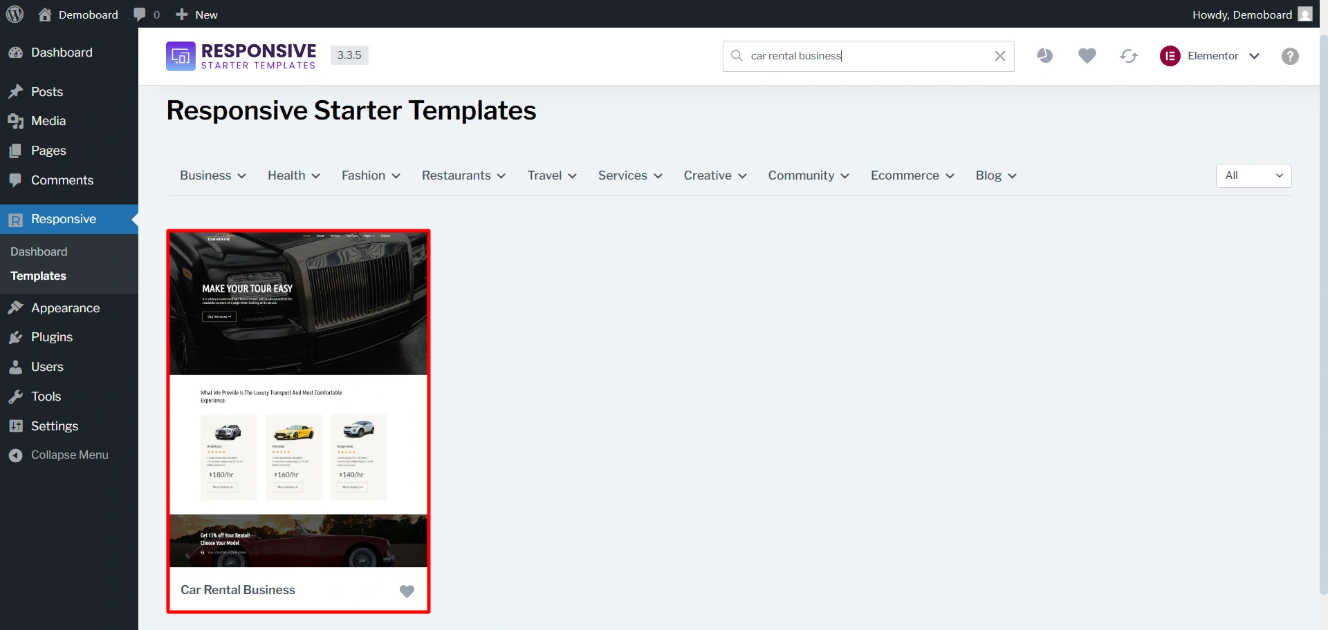 Car Rental starter template