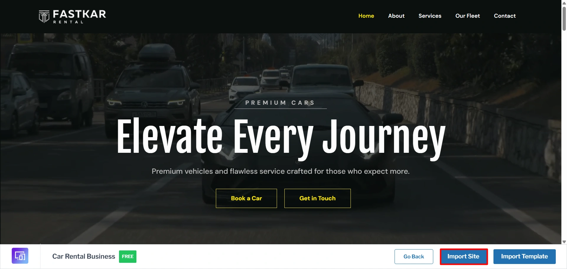 Import Car Rental starter template