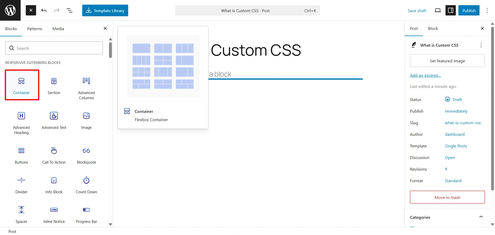 Select container block