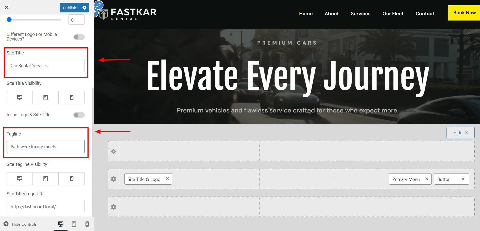 Site title and Tagline