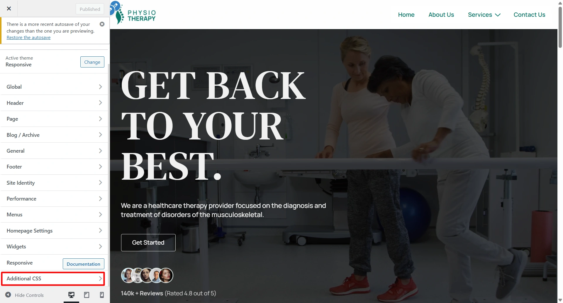 Click Additional CSS