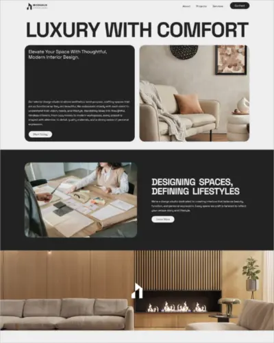 One page interior design website template