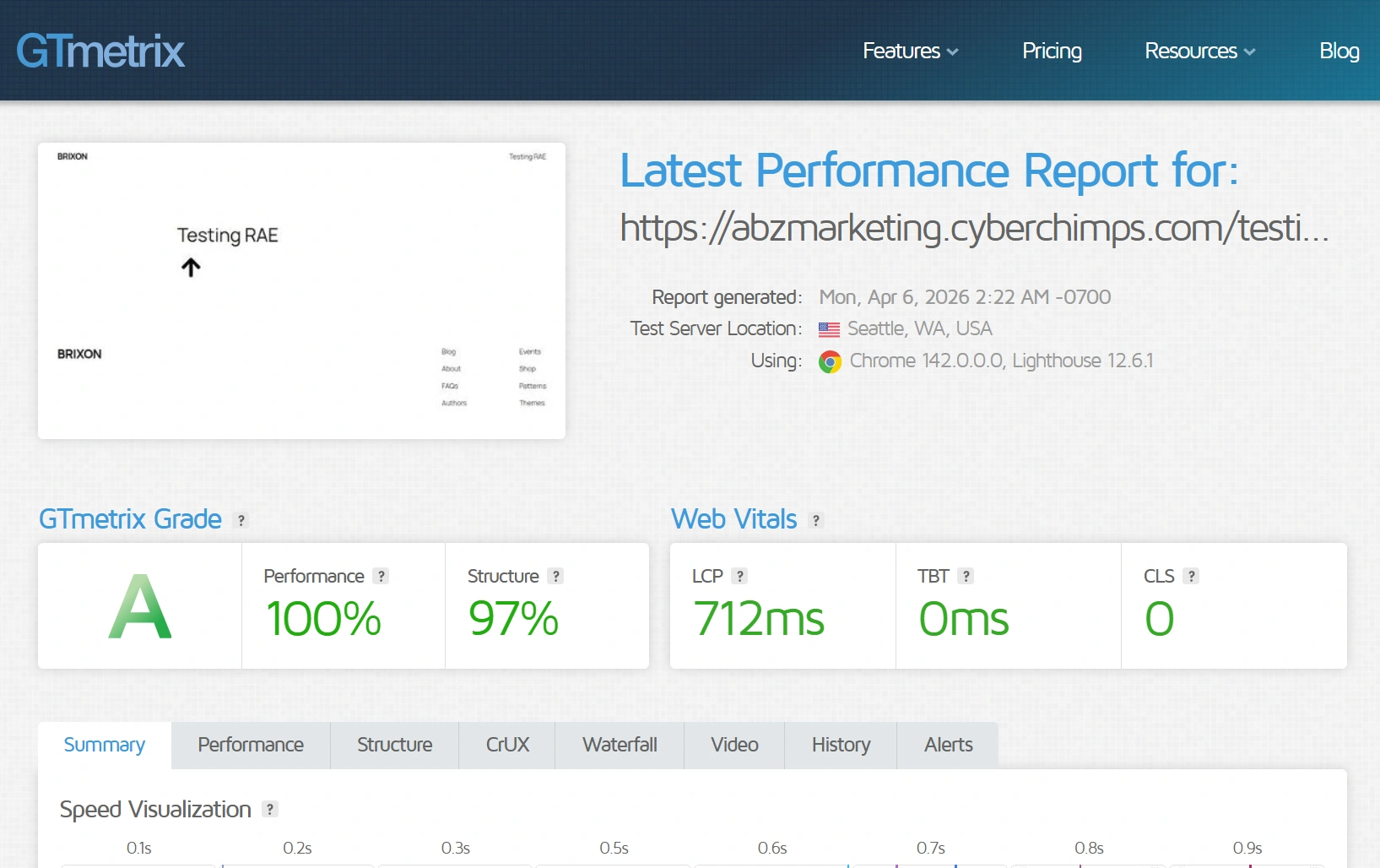 Performance test of RAE