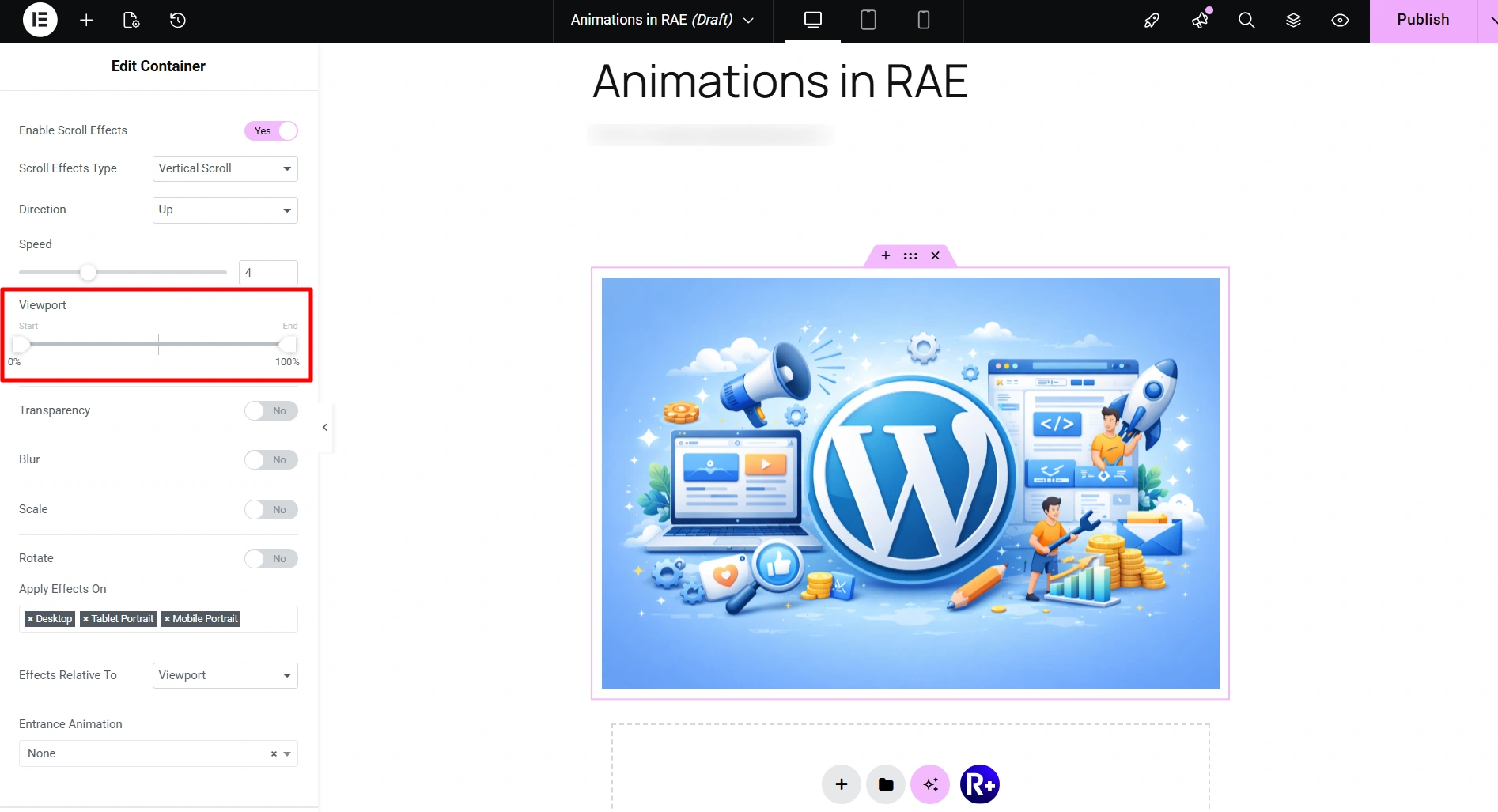 Viewport in RAE animation extension