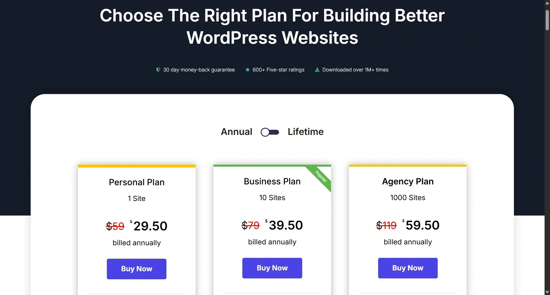 Responsive Pricing plan