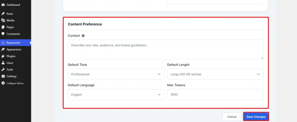 Content preferences